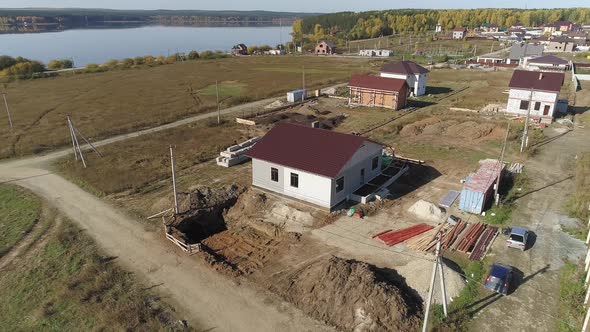 Aerial view of construction site with house of panels. 06 alt