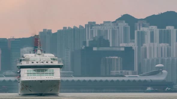 Hong Kong Skyline in the Morning Over Victoria Harbour Timelapse alt