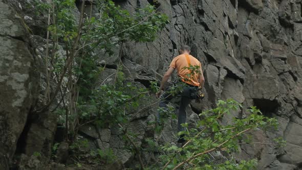 Rock Climber Is Coming Down