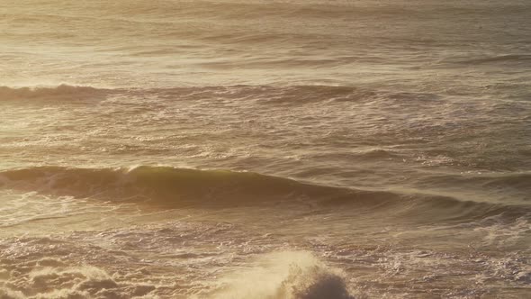 Orange Sunset Seascape Waves Background with Copy Space, Sustainable Renewable Energy Hydro Power Us alt