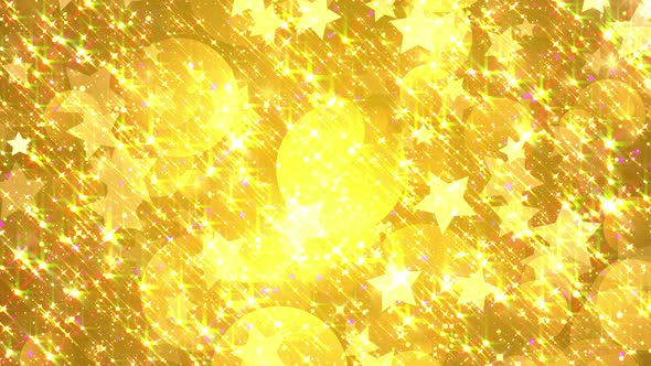 4k Bright Gold Stars Looped Background