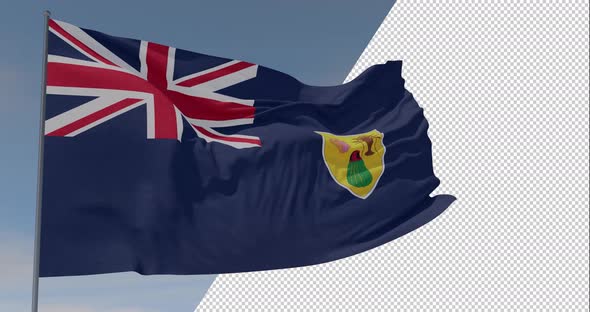 flag Turks and Caicos patriotism national freedom, seamless loop, alpha channel alt