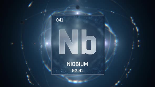 Niobium as Element 41 of the Periodic Table on Blue Background