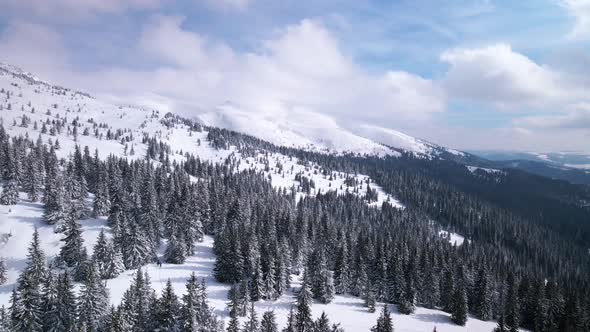 Aerial Slider Shot of Winter Mountain Valley