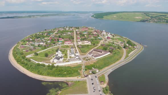 A Town-island Sviyazhsk in Russia Surrounded By the River - Religious Buildings Placed on the Island alt
