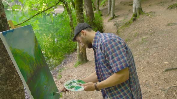 Painting with oil paint on canvas. alt