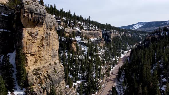 Aerial shot of the amazing rock formations on southern Utah. alt