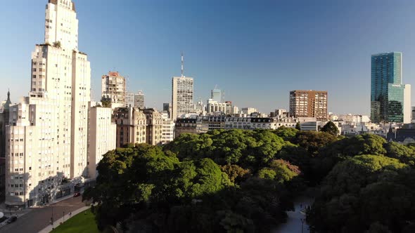 Aerial View of the Skyline Around Plaza General San Martín in Buenos Aires, Argentina alt