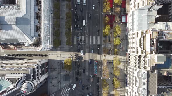 Top View of a Busy Multilane Street in the Center of Paris