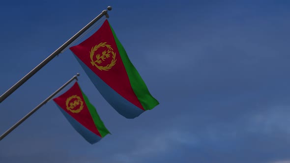 Eritrea Flags In The Blue Sky - 2K