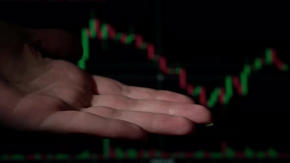 Transferring Bundle of Dollars Against the Background of a Crypto Exchange Chart alt