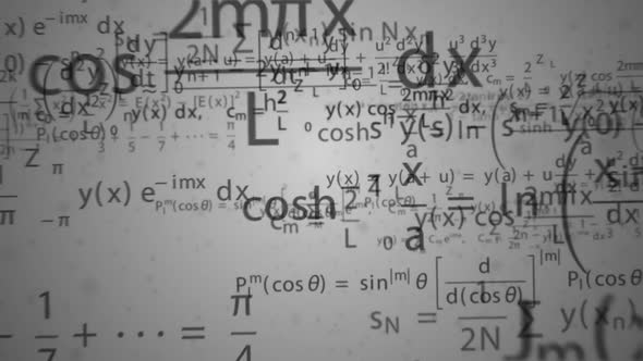 Presentation of the mathematical formulas with symbols, numbers, and letters. alt
