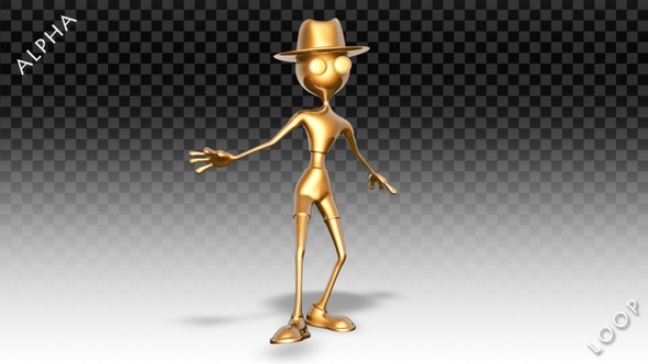 3D Gold Man - Cartoon Pop Dance alt