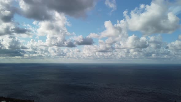 Abstract Airy Sky with Moving Plump Clouds Over the Sea Ocean alt