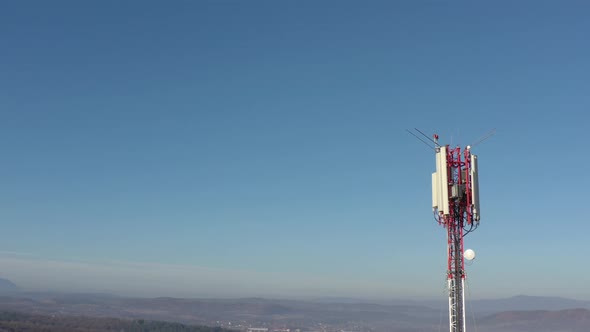 Valley with  telecommunication tower  4K drone video