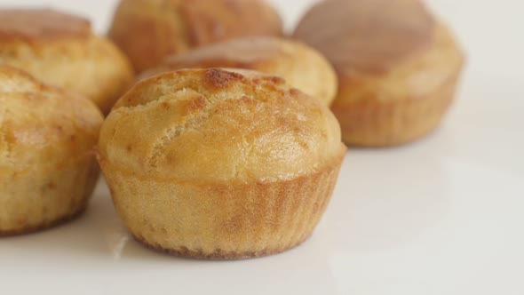 Slow tilt on cornbread baked on plate 4K 2160p 30fps UltraHD footage - Freshly baked cornmeal  close alt