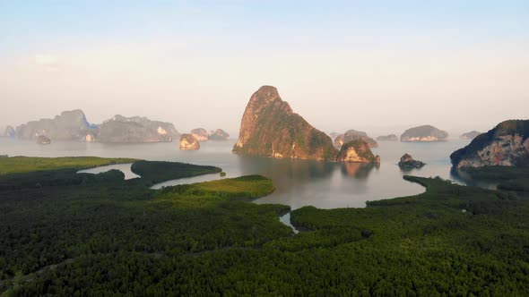 Aerial View Phang Nga Bay Beautiful View of Phang Nga Bay From Samet Nang She Viewpoint Thailand alt