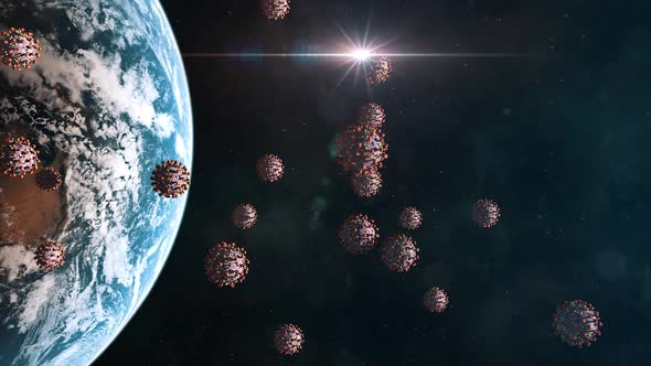 Cornavirus Virons Approaching Earth From Outer Space