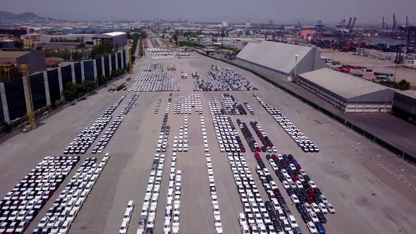 Aerial View Logistics Concept Roll-On/Roll-Off Car Carrier Ship alt