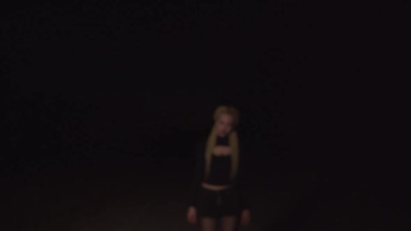 Bloodthirsty Woman Vampire Frightening at Night alt