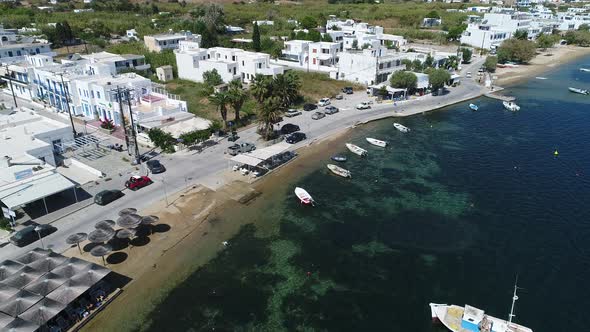 Livadi beach on the island of Serifos in the Cyclades in Greece seen from the alt