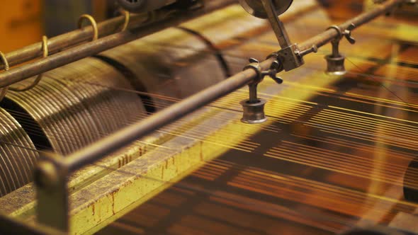 Production Copper Wire at Industrial Plant. Copper Wiring for Electrical Engine alt