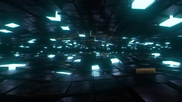 Wavy Glowing Cubes Tunnel 4K