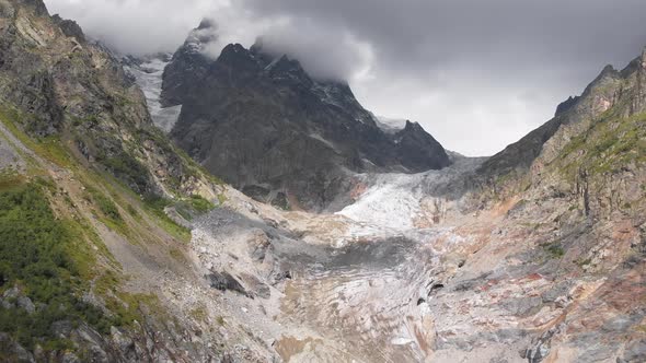 Landscape of the Magnificent Chalaadi Glacier in Caucasus Mountains Georgia alt