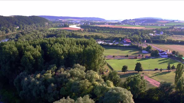Beautiful drone video above bavarian landscape