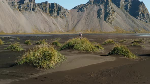 Epic Drone View of the Landscape in Stokksnes alt