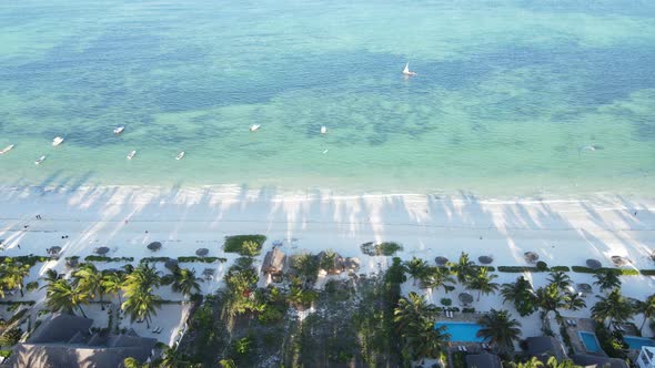 Boats in the Ocean Near the Coast of Zanzibar Tanzania Slow Motion alt