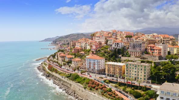 Landscape Vieux Maurizio Port From Above Aerial Skyline View of Italian Coastline in Liguria alt