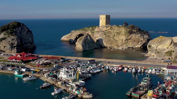 Drone view of beautiful seamless never ending footage while turquiose sea waves 18 alt