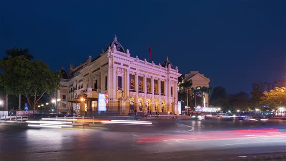Hanoi, Vietnam, Timelapse  - The Opera of Hanoi at Dusk