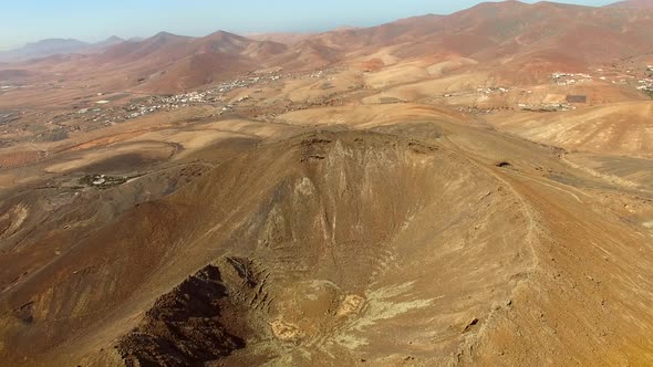 Aerial view of the volcano crater in Caldera de Gairia at Fuerteventura. alt