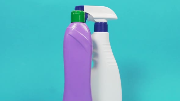 A Bottle of Window Cleaning Spray a Purple One with Household Chemicals