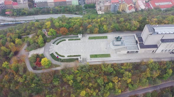 Aerial View of National Monument on Vitkov Hill - National War Memorial and History Museum, Prague