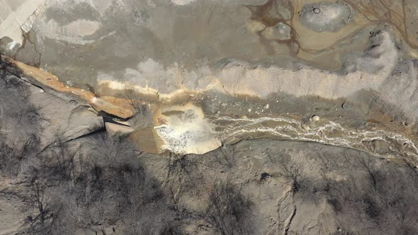 Mine drainage and pyrite waste 4K drone video alt