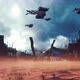 Spaceships Fly Over the Destroyed City - VideoHive Item for Sale