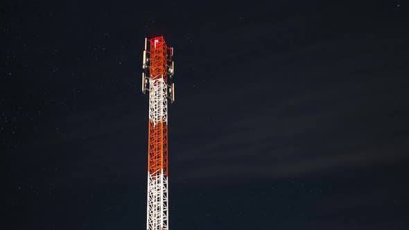 Time lapse night mobile tower for repeater signal