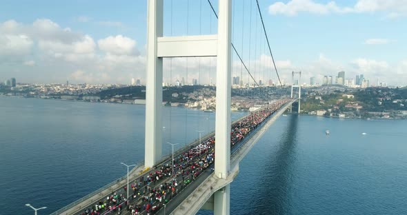 Istanbul Bosphorus Bridge Eurasia Marathon Aerial View alt