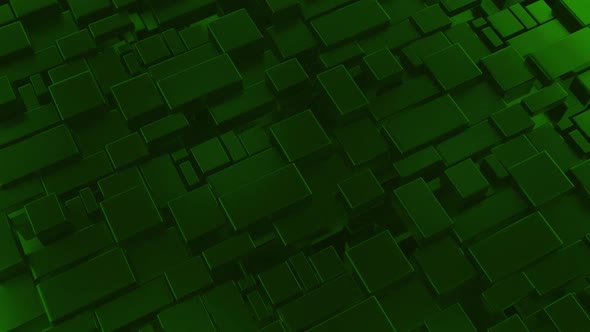 3D Abstract Moving Blocks Green