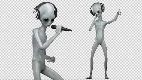Alien Singing Song with a Microphone