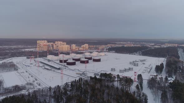 Aerial view of Oil storage near the residential area 02 alt