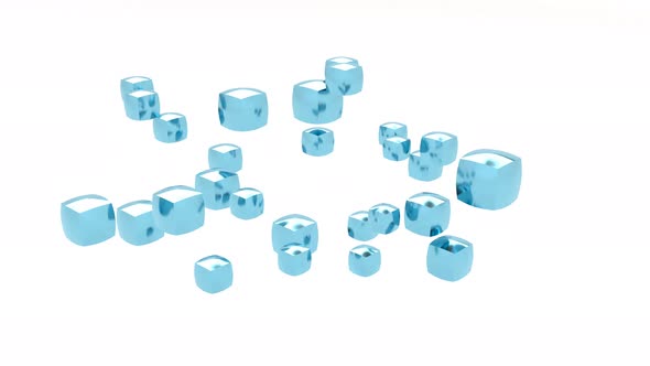 Blue Metal Cube Assembler Stylish Minimalistic Design Footage Able to Loop Seamless alt