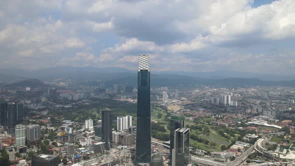 Aerial view one of the building landmarks in Kuala Lumpur