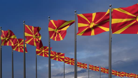 The Macedonia Flags Waving In The Wind  - 4K alt