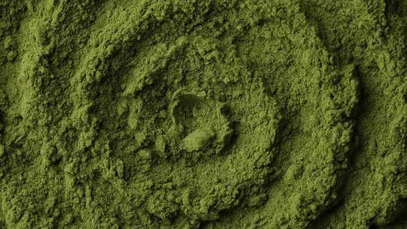Superfoods moringa, chlorella or spirulina powder rotating alt