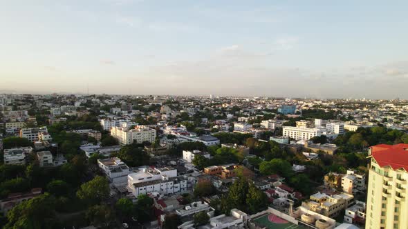 Beautiful cityscape on the shores of the blue Caribbean Sea. City Santo Domingo Dominican Republic.
