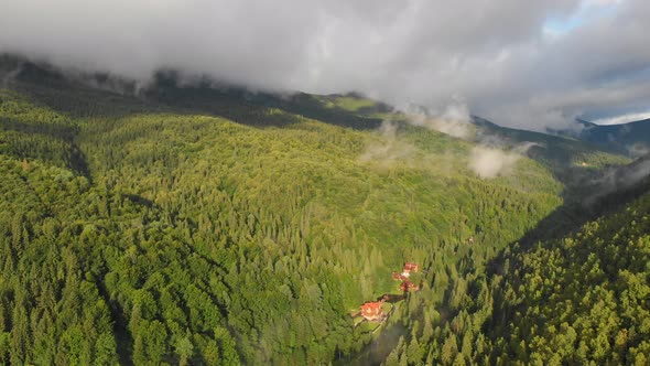 Beautiful Village in the Mountains From a Height